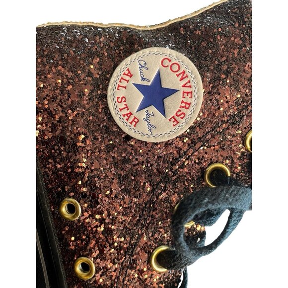 Converse You Chuck Taylor All Star High Top Bling Glitter Sparkle Black Gold 5 - Picture 8 of 10